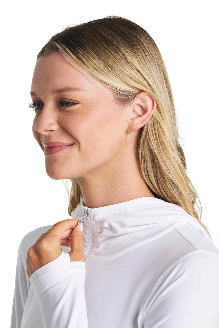 Cover-Up Dress with Half-Zip | White