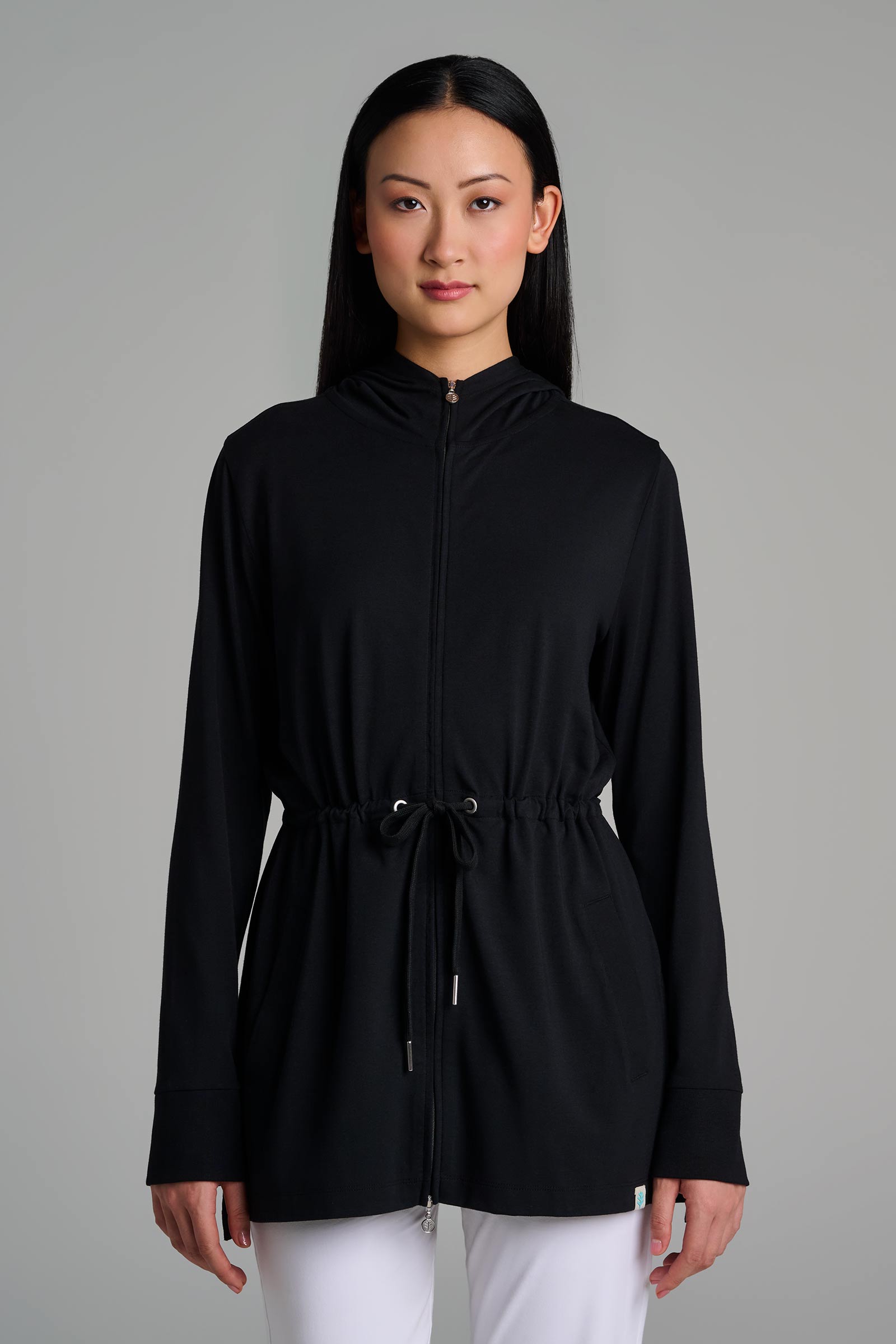 Women's Waterfront Hoodie with Adjustable Waist | Black UPF 50+