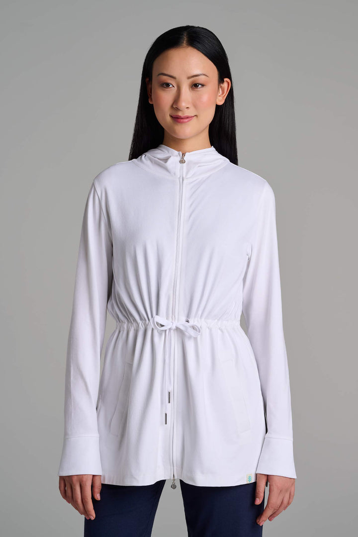 Women's Hoodie with Adjustable Waist | White