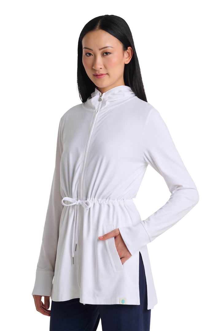 Women's Hoodie with Adjustable Waist | White