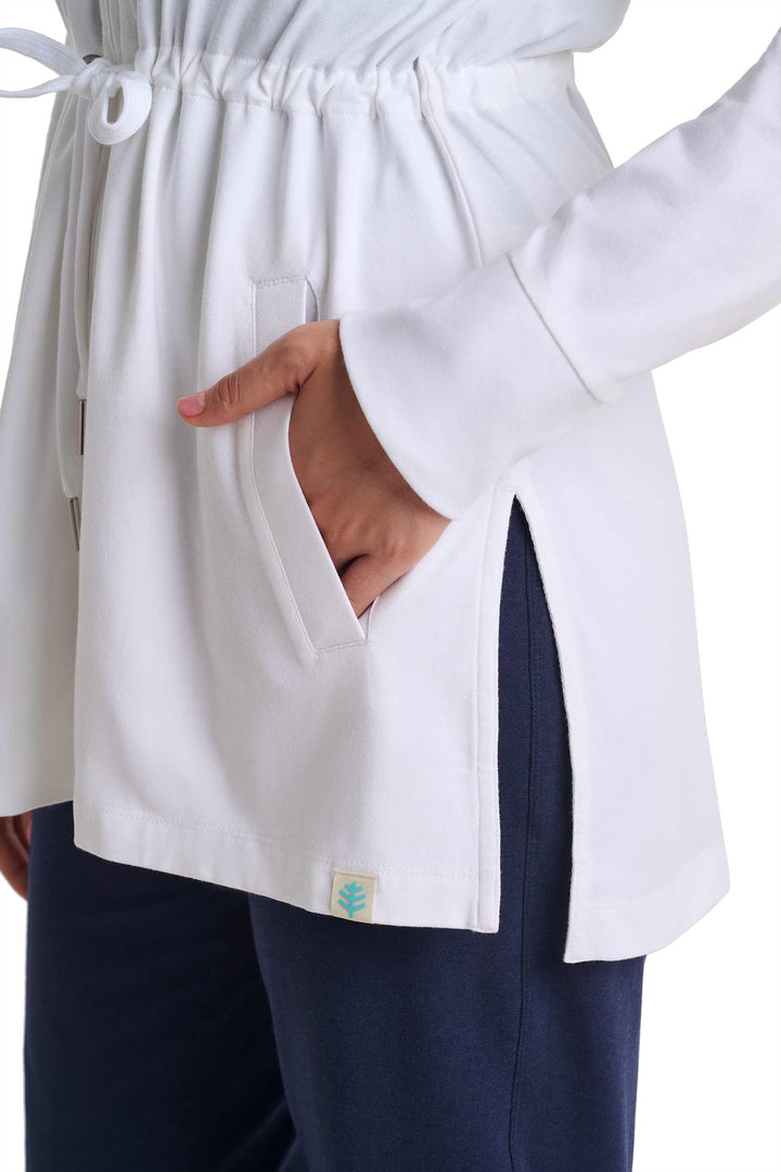 Women's Hoodie with Adjustable Waist | White