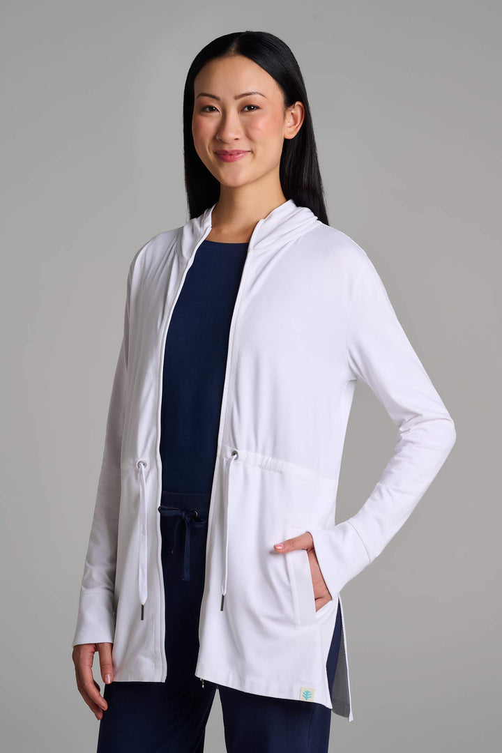 Women's Hoodie with Adjustable Waist | White