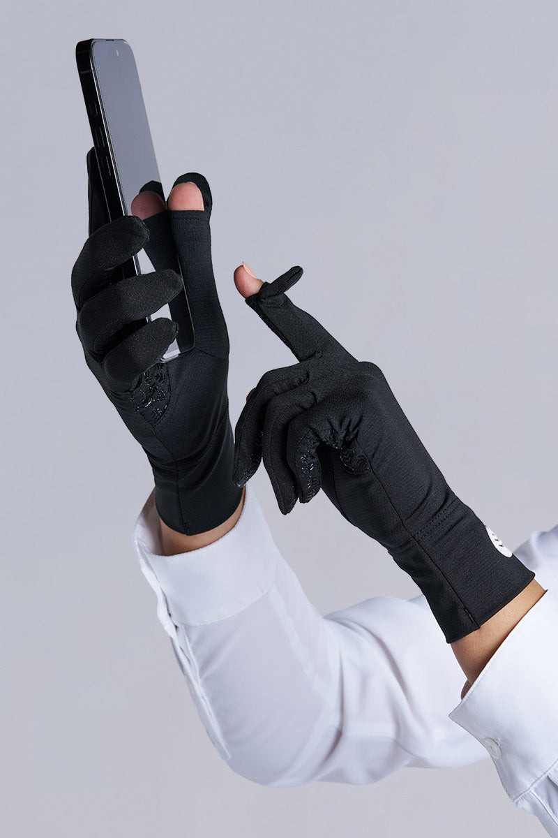 Unisex Fuji Convertible Fingertip Sun Gloves | Black UPF 50+