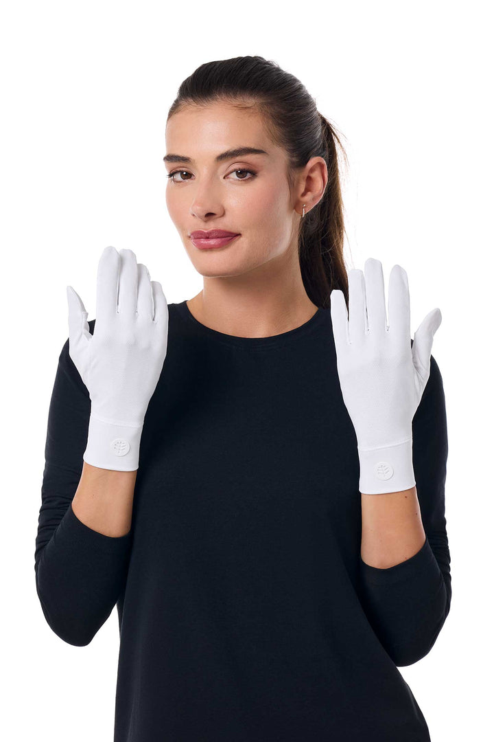 Convertible Fingertip UV Sun Gloves | White