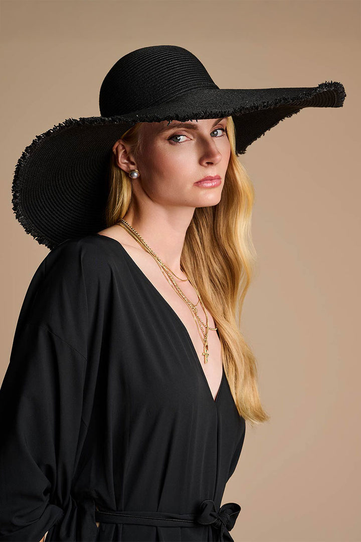 black dress hat for women KUJUHA Wide Brim Fedora Two Tone Dress Hat, Black, X-Small-Small at Amazon Women's Clothing store