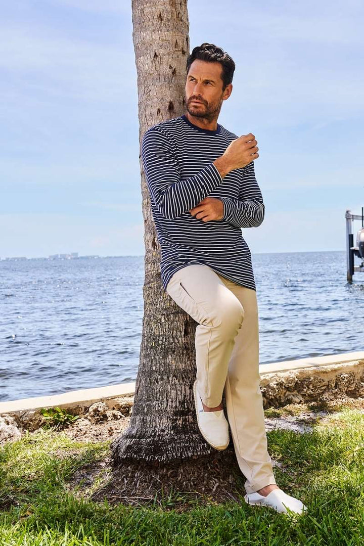 Men's Long Sleeve T-Shirt | Navy/White Stripe