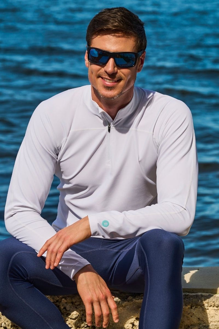 Men's Zip Rash Guard | White