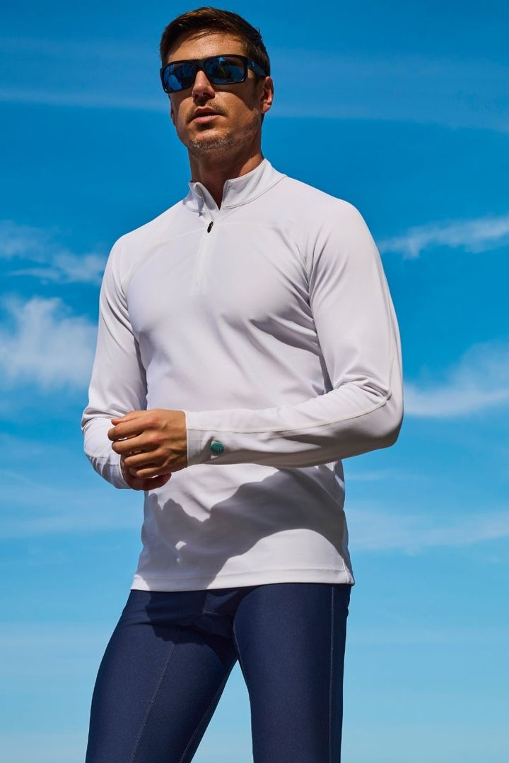 Men's Zip Rash Guard | White