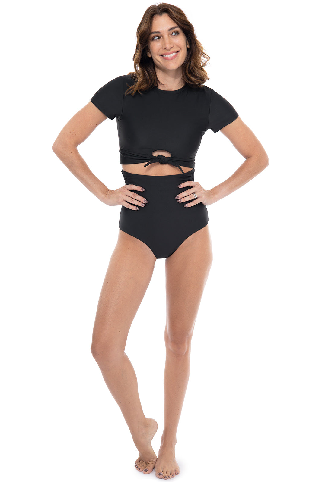 Women's Golden Isles Ultra High Rise Swim Bottom | Black UPF 50+
