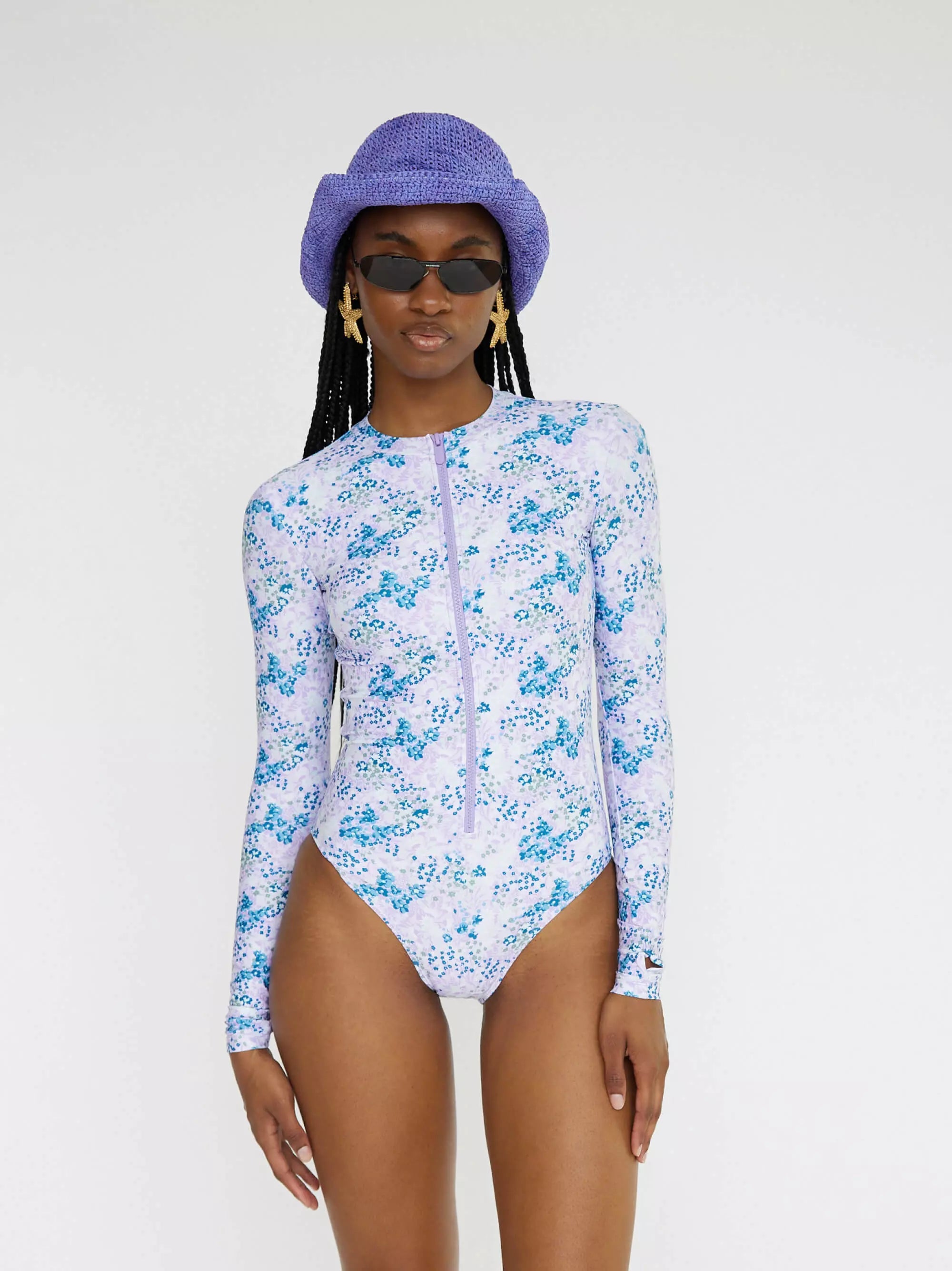 Women's Long Sleeve Swimsuit | Lavender Fields UPF 50+ Women's Long Sleeve Swimsuit | Lavender Fields UPF 50+