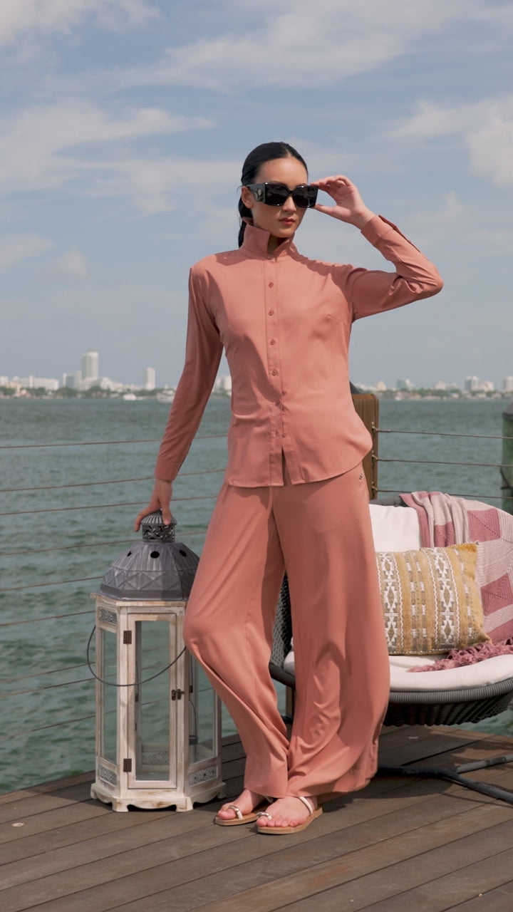 Women's Wide Leg Pants | Mocha Mousse