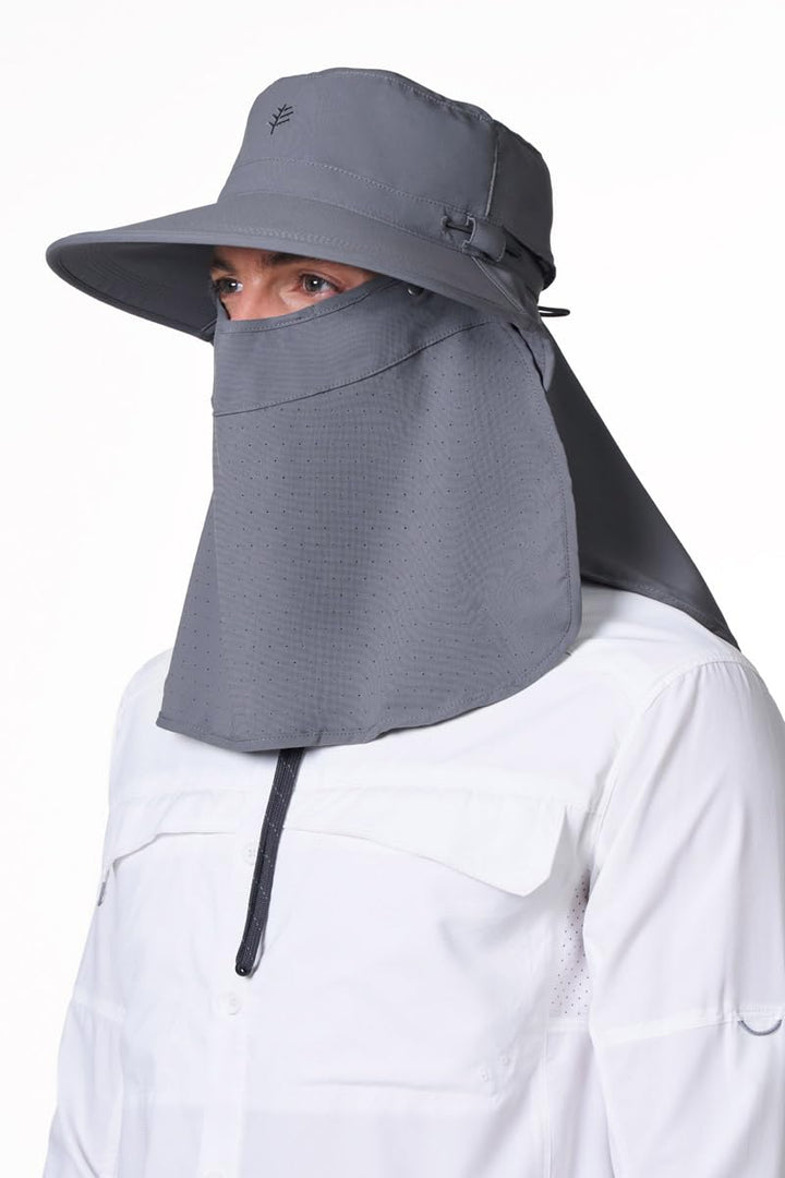 Sun Hat with Neck Flap & Clip-On Face Mask | Carbon