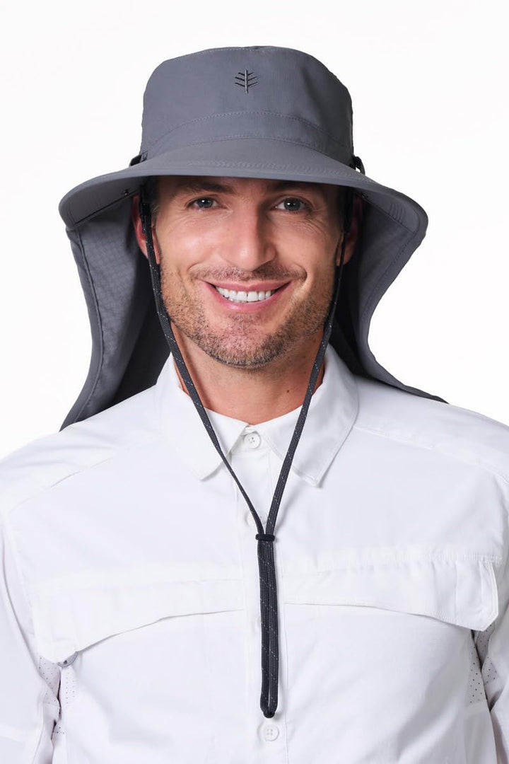 Sun Hat with Neck Flap & Clip-On Face Mask | Carbon